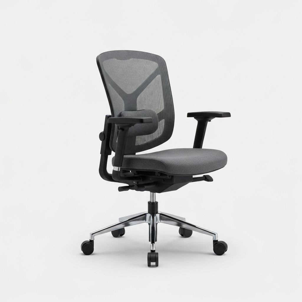 Close view of an ergonomic student chair with supportive back geometry