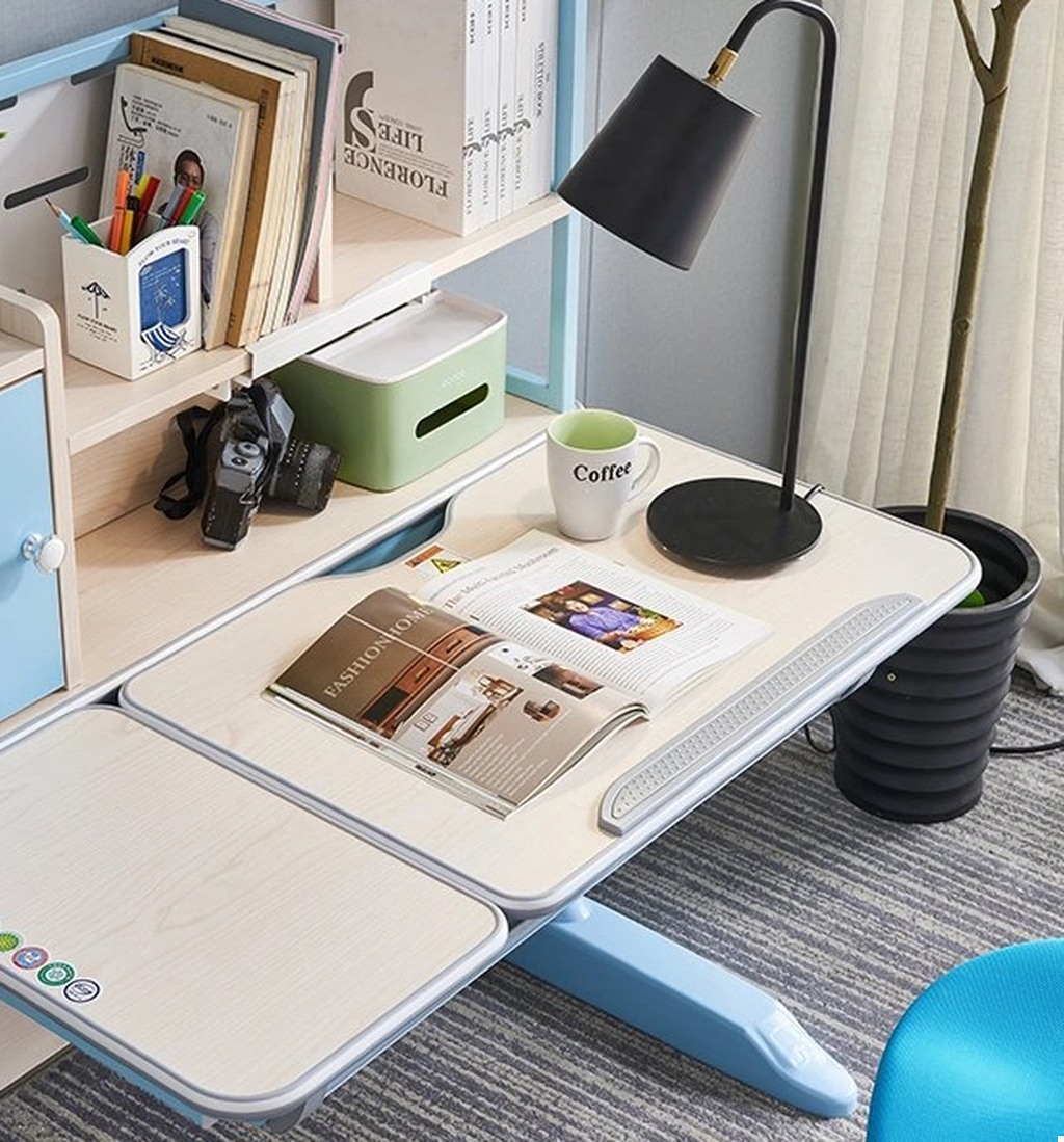 Adjustable Home Use Big Storage Home Study Children Kids Study Plastic Soft Padding Tables and Chairs a Set view 2