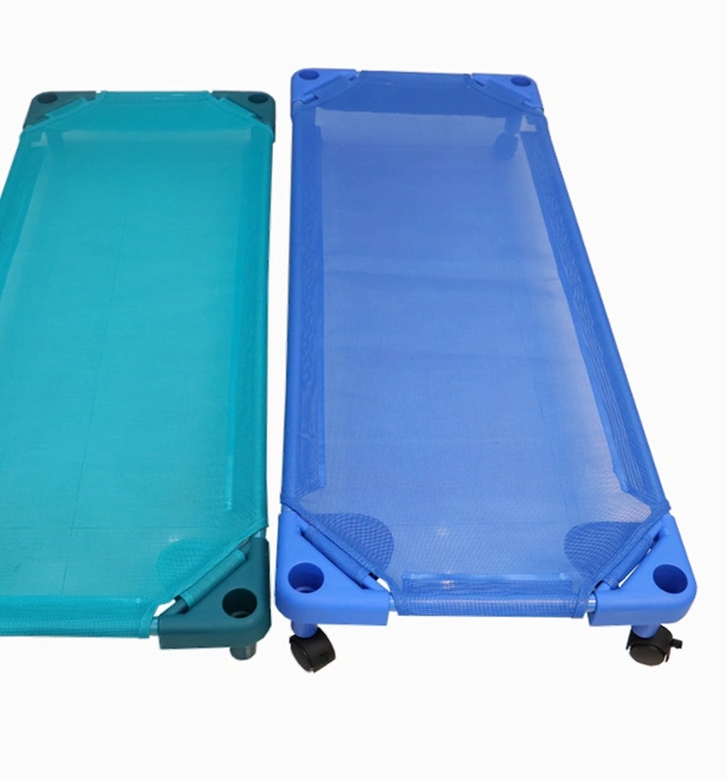 Most Popular Children Bed Durable Plastic & Polyester Folding Stacking Kids Bed view 2